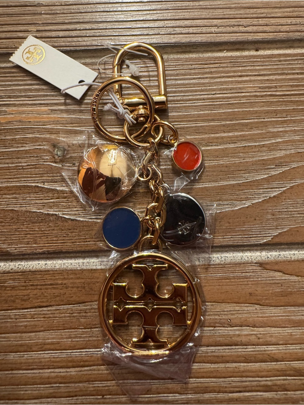 Authentic Tory Burch Multi-Metal Double T Logo Key Fob Bag Charm 58173 NWT - Picture 5 of 7
